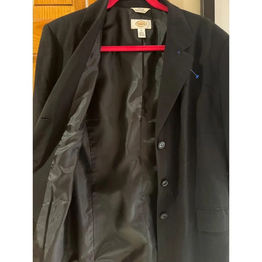 Talbots Womens‎ Black 100% Italian Wool 3-Button Blazer Jacket Size 14